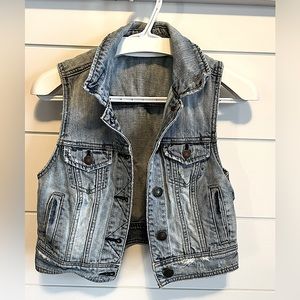 American Eagle Womens Denim Vest Distressed Light Wash Size Small
